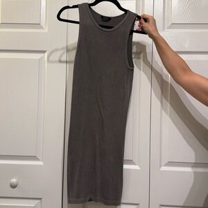 Forever 21 distress grey ribbed midi dress